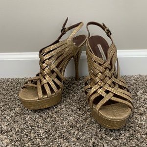 Gold Platform Slingback Heels